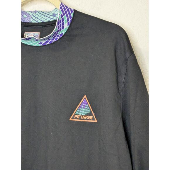 Pit Viper Sunglasses Naples Hi Collar Tee T-Shirt Biking Men Size Small Black - Picture 2 of 7